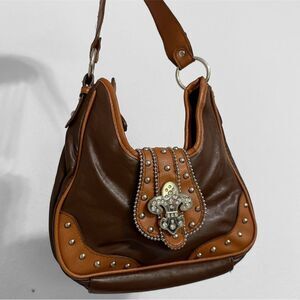 Brown Faux Leather Studded Y2K Women's Bag